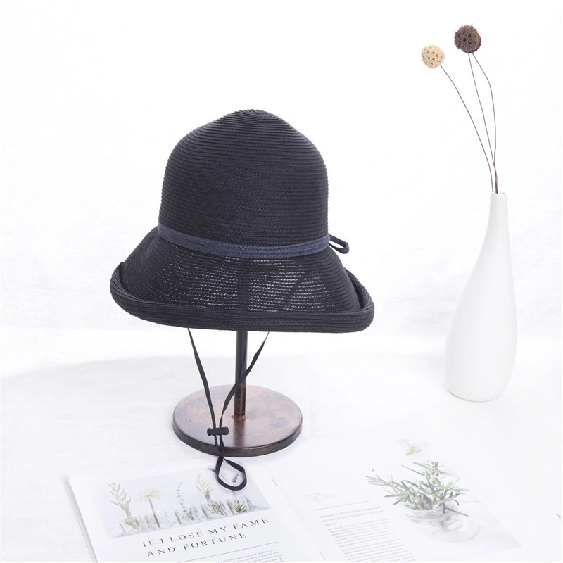 2022 Summer Fashion Trendy Frayed Brim High Quality Raffia Straw Bucket Hat Holiday Travelling Sun Hat for Women Lady