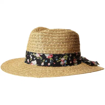 Modischer Fedora-Damen-Sommerhut aus Papierstroh mit gemustertem Hutband